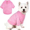 Dog Knitted Sweater with Wooden Buttons Cozy Pet Striped Winter Clothes for Chihuahuas Small Dogs Cats Boy Girl,Pink,S