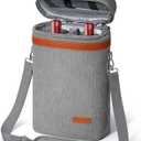 2 Bottle Wine Bag Wine Cooler Carrier Wine Gift Tote Bag, Leakproof & Insulated Bottle Bags for Travel, BYOB, Beach, Dinner, Party, Christmas Gifts for Wines Lovers Women Men - Gray