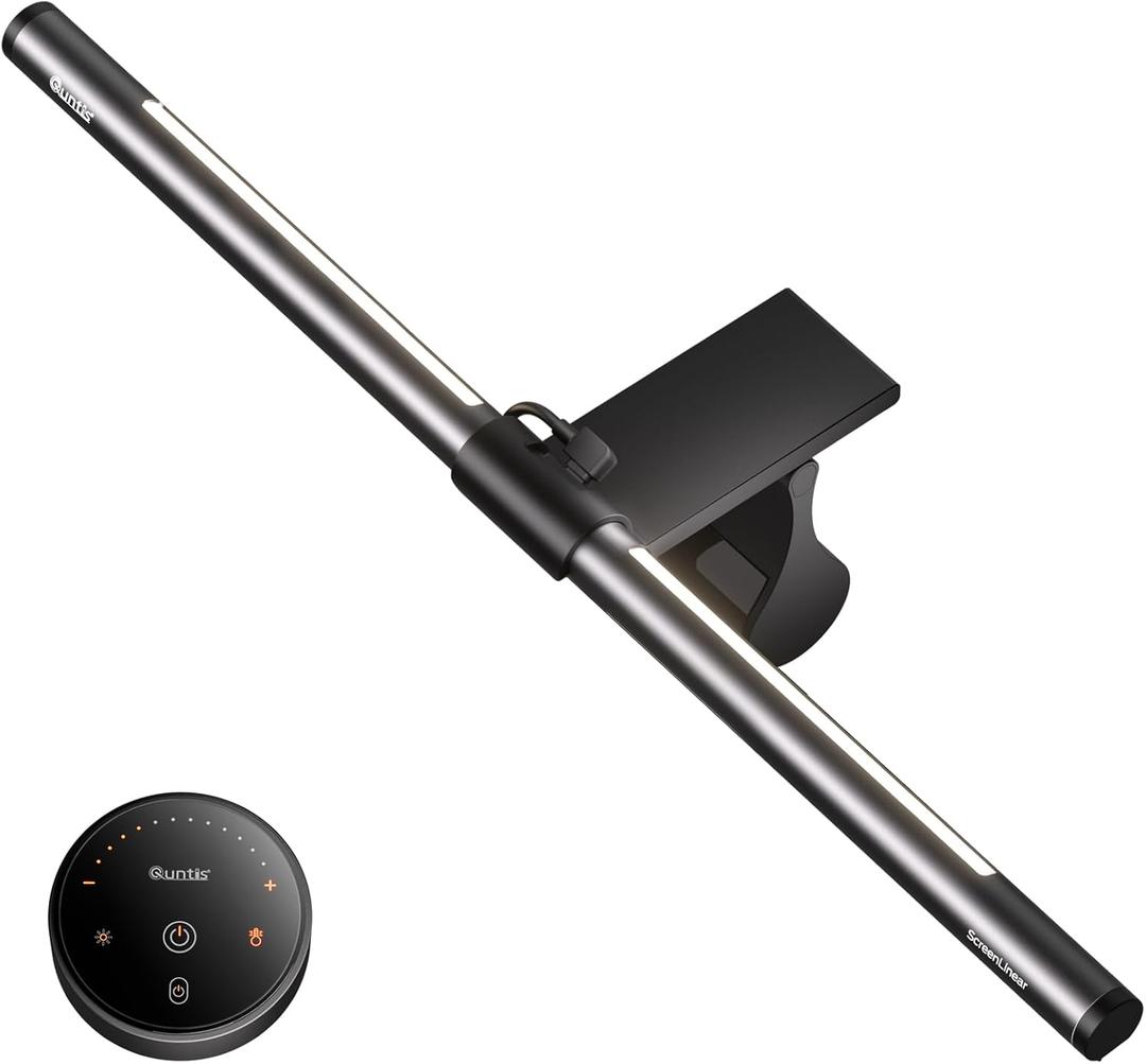 Quntis Computer Monitor Light Bar with Remote, Eye-Care Monitor Light Backlight Desk Lamp for Home Office Gaming, Stepless Dimming Brightness and Color Temperature, No Screen Glare, Gray