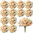 Tigeen 12 Bundles Peonies Artificial Flowers Faux Roses Silk Flowers Hydrangea Artificial Bouquet for Wedding Table Centerpiece Floral Vase Home Office Bridal Decor (Champagne)
