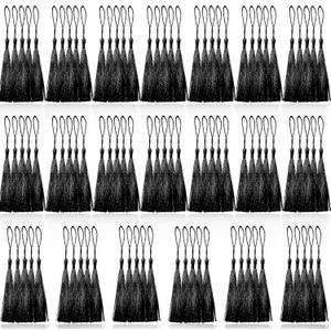100 Pcs Black Mini Tassels 13cm/5 Inch with Loops for Bookmarks, Jewelry Making, DIY Projects