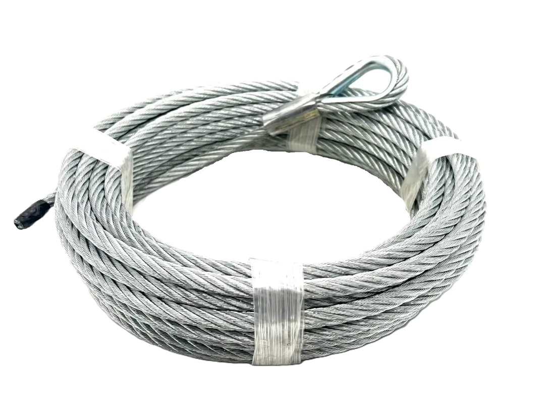3/8", 7x19, Galvanized Steel Winch Cable (50 ft with Thimble Eye)