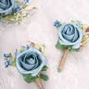 Rose Boutonnieres for Men Wedding Groom and Groomsmen Boutonniere for Rustic Fall Vintage Wedding Prom, Dusty Blue,Set of 10