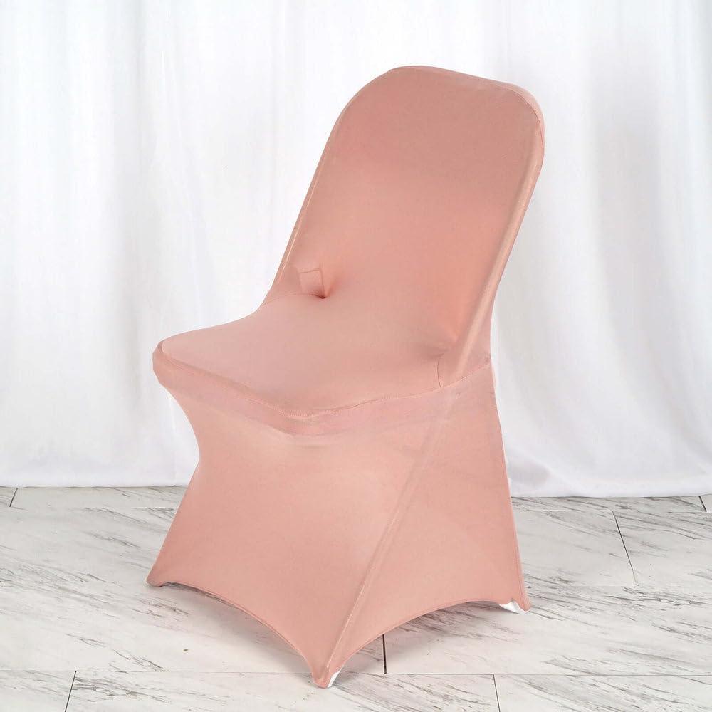 Tableclothsfactory Stretchy Spandex Fitted Folding Chair Cover Dinning Event Slipcover for Wedding Party Banquet Catering- Dusty Rose, 23 Pcs