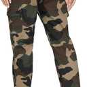 ZODLLS Women's Camo Pants Cargo Trousers Cool Camouflage Pants Elastic Waist Casual Multi Jogger Pants with Pocket (Brown, XXL)