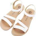 Girls Sandals Open Toe Strappy Summer Shoes Dress Sandals for Girls (1 Big Kid, White)