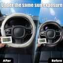 Universal 15 Inch Steering Wheel Cover for Cooling, Non-Slip Breathable Cooling Car Steering Wheel Cover with Upgraded Silicone Inner Ring for Round/D Shape, Warm in Winter Cool in Summer, White Gray