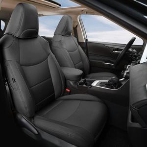 GIANT PANDA Customized Full Set Car Seat Covers Fit for Toyota RAV4 Hybrid LE/Hybrid Limited/Hybrid XLE/Hybrid XLE Premium 2019 2020 2021 2022 2023 2024 2025 Faux Leather - (Black) (2019-2025 RAV4 Hybrid (Non Hybrid/Prime XSE,SE), Black 2)