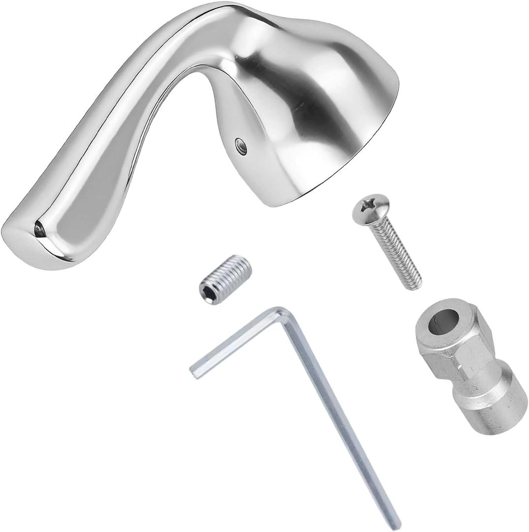 RP48717 Shower Handle Replacement for Delta, Single Metal Lever Handle Adapter with Screw/Hex Wrench/Plug, Durable Bathroom Tub Valve Faucet Part Accessories Compatible with Delta Foundation Series