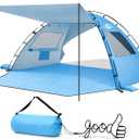Purebox Beach Tent Sun Shelter - 2/3/4 Person UPF 50+ UV Protection Tents with Canopy, Easy Setup Lightweight Beach Shade Tent, Portable Beach Cabana Sun Shade Shelter (Sky Blue)