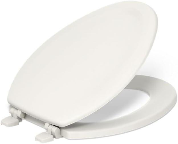 KOHLER 4647-96 Stonewood Toilet Seat Elongated,Wood Toilet Seat, Elongated Toilet Seat for Standard Toilets, Toilet Lid, Biscuit
