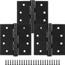 4" Ball Bearing Door Hinges with Square Corner, 3 Pack 4.0 x 4.0 Inches Stainless Steel Door Hinges Heavy Duty Hinges with 3mm Thickness, Black