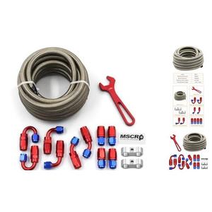 AN6 20FT Fuel Line Hose Kit, Stainless Steel Braided 3/8" - 8.73mm ID (AN6, Stainless Steel)