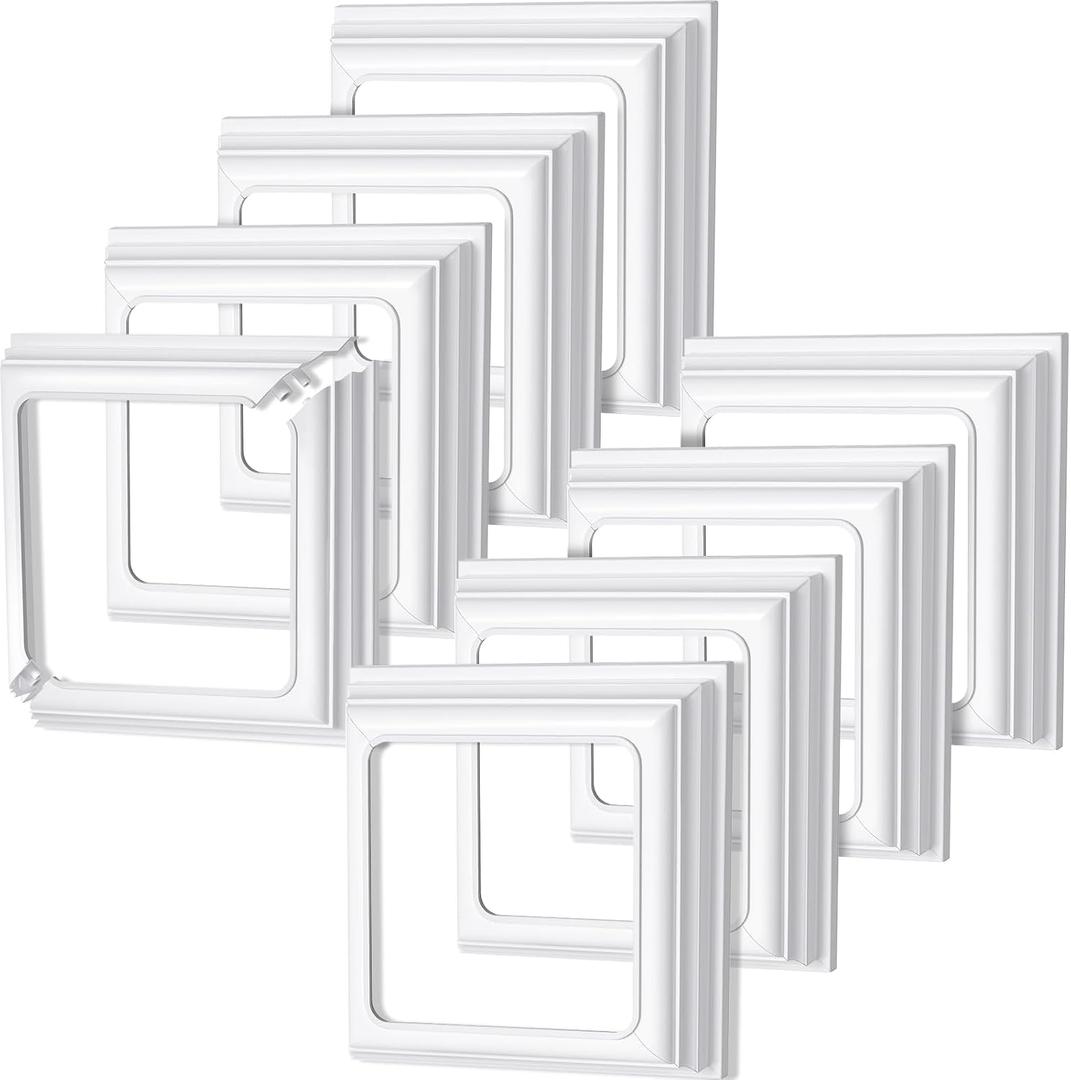 Thyle 8 Pcs True 4x4 Inches Vinyl Post Skirt Post Base Cover Column Wraps for Porch Deck Base Vinyl Sleeve White Trim for Hand and Stair Rails