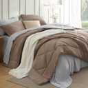 Bedsure King Size Comforter Set - 7 Pieces Reversible Brown Bedding, King Size Bed Set for All Seasons, Bed in a Bag with Down Alternative Comforter, Sheets, Pillowcases & Shams