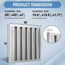 Stainless Steel Commercial Kitchen Hood Filter 19.5W x 19.5H Inch Range Hood Baffle Grease Rated Commercial Kitchen Exhaust Hood 5 Grooves Hood Filter (5 Pack)