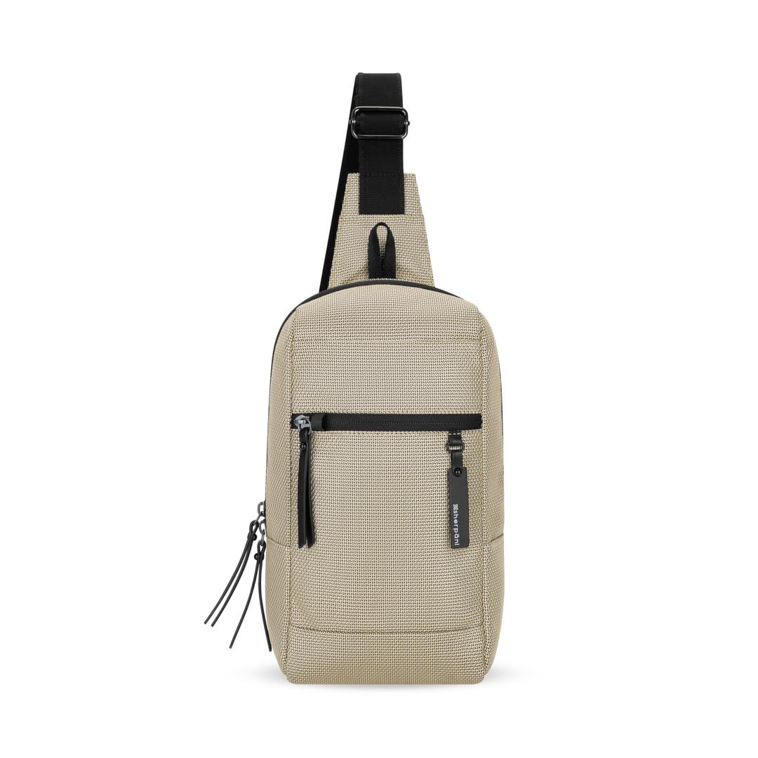 Sherpani Metro, Reversible Anti-Theft Sling Bag, 5L Travel Crossbody Backpack, Chest Purse for Travel, Hiking, or Everyday Pickpocket Protection (Straw Signature)