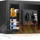 1.2 Cuft Small Home Safes Water and Fireproof, Fire proof Safes for Home Use, Anti-Theft Security Safe Box With Digital Keypad & Removable Shelf and Led Light, Money Safes for Documents Valuables