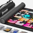 Jigsaw Puzzle Mat Roll Up, Portable Puzzle Board Keeper Saver Pad 46" x 26" Up to 1500 Pieces, Non-Slip Rubber Bottom and Smooth Top with 4 Puzzle Sorting Trays, Travel Storage Bag & Gift Box