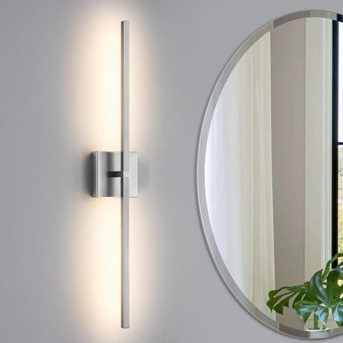 Bathroom Vanity Light Fixtures - 30inch Dimmable Brushed Nickel Bathroom Lights Over Mirror 18W LED Vanity Light Bar 3500K Modern Wall Sconce Lighting for Mural, Brushed Nickel