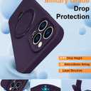 ZHK Liquid Silicone Designed for iPhone 15 Pro Case with Magnet Stand, [Precise Camera Lens Protection][Mil-Grade Drop Shockproof][Soft Anti-Scratch Microfiber Lining] Slim Fit Cover, Purple