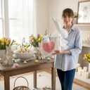 Civaner Easter Bunny Throw Pillow Felt Rabbit Shaped Decorative Pillows with Pink Heart and Removable Carrots Easter Decoration Cushion for Room Couch Sofa Bed Farmhouse Spring Decor 20 X15.7 Inches