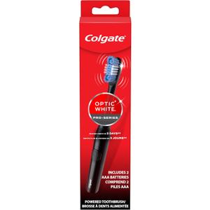 Colgate Optic White Pro-Series Whitening Battery Operated Toothbrush with Timer, Soft, Black (1 Count (Pack of 1))