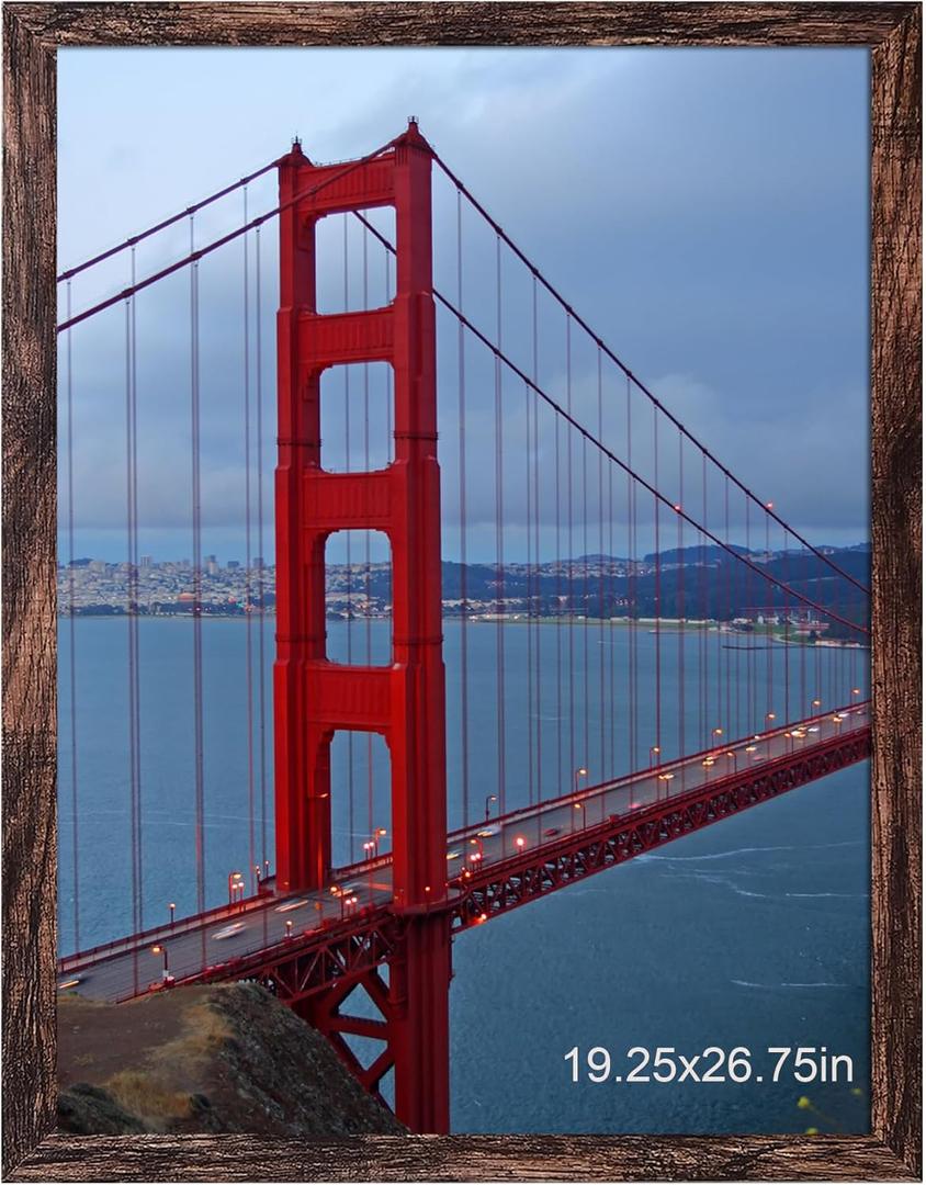 BESCRCL 19.25x26.75 Picture Frame Brown, Poster Frames Wall Hanging, Display Pictures 19.25 x 26.75 without Mat, 1 Pack
