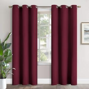 YoungsTex Burgundy Blackout Curtains 84 Inches Length for Living Room - Thermal Insulated with Grommet Room Darkening Bedroom Drapes Room Divider, 2 Panels, 42 x 84 Inch