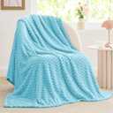 BEDELITE Fleece Blanket Twin Size for Bed Couch, 3D Jacquard Decorative Light Blue Throw Blanket, Soft and Cozy Warm Plush Fuzzy Blanket All Seasons Suitable, 60x80Inches