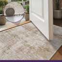 DEXI Ultra Thin Washable Entryway Door Mat 2x3, Abstract Small Rug with Non Slip Backing, Stain Resistant Low Pile Mats for Entry Patio Indoor Entrance, Khaki