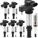 UF375 Ignition Coil & XP5263 Double Iridium Spark Plug for V6 Buick Allure,Enclave,LaCrosse,Rendezvous/Cadillac CTS SRX STS/GMC Acadia/Chevy Traverse Vectra/Saab 9-3/Saturn Outlook