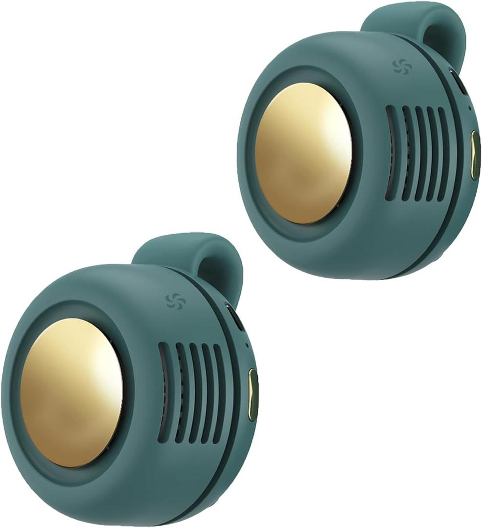 Portable Clip-On Fan, Mini USB Rechargeable 360 Rotatable Fan, 3-Speed Silent Mini Bladeless Fans (Green and Green)