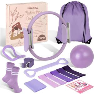 Pilates Kit for Women 13PCS, Pilates Ring Ball Resistance Bands Workout Set