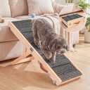 Foldable Dog Ramp for Bed & Couch, Portable Dog Stairs for Small Dogs with 4 Adjustable Heights from 9.25'' to 17.72", Wooden Pet Ramp Steps with Non-Slip Pad for Sofa