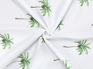 Viscose Jersey Green Fabric Tropical Palm Tree Dress Material Fabric Print Fabric by The Yard 90Inch Wide-120