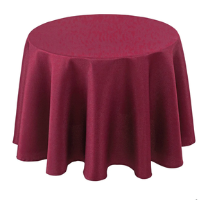 Biscaynebay Textured Fabric Christmas Round Table Cloth 132", Burgundy Water Resistant Washable Tablecloths for Outdoor & Indoor, Dining, Kitchen, Wedding & Parties