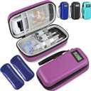 Insulin Cooler Travel Case, Portable Temperature Display Medicine Travel Cooler, Diabetes Case with 2 Reusable Ice Packs TSA Approved for Diabetic Supplies Patent Pending(Purple)