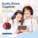 EarFun K1 Kids Headphones Wired with Microphone, 85/94dB Volume Limit Headphones for Kids, Portable Wired Headphone with Shareport, Stereo Sound Foldable Headset for School/Tablet/iPad, Black Red