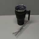 30 oz Tumbler with Handle and 2 Straw 2 Lid, Insulated Water Bottle Stainless Steel Vacuum Cup Reusable Travel Mug, Black