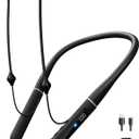 Air Tube Bluetooth Headphones with LED Battery Display, EMF Free Neckband Wireless Earbuds with 25H Playtime, HD Bass Airtube Headphone Emf Free with Mic And Controls, Airtube Earbuds For Sleep, Work, Gym