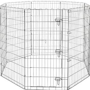 Amazon Basics Foldable Metal Indoor/ Outdoor Dog Playpen, Octagonal Exercise Pen, Single Door, 8 Panels, 48 Inch Tall, X-Large, 60 x 60 x 48 Inches, Easy to Assemble, Black