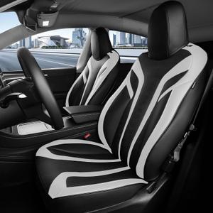 Seat Covers 1: 1 Custom Fit for Tesla Model Y 2024 2023 2022 2021 2020, Leather Waterproof Car Seat Covers Full Set 7-Seater Breathable(Blackwhite)