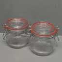 Generic Set of 2 airtight wide mouth glass jar with lid 17oz 0.5 liter Clear Glass Kitchen, Pantry Organizer. Keep your food, grains coffee, tea, cookies and candies dry, fresh. (Oval PC11002-F)