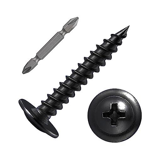 (150 pcs)#8×1-1/2" Black Truss Head Wood Screws Quick Metal Self Tapping Zinc Oxide