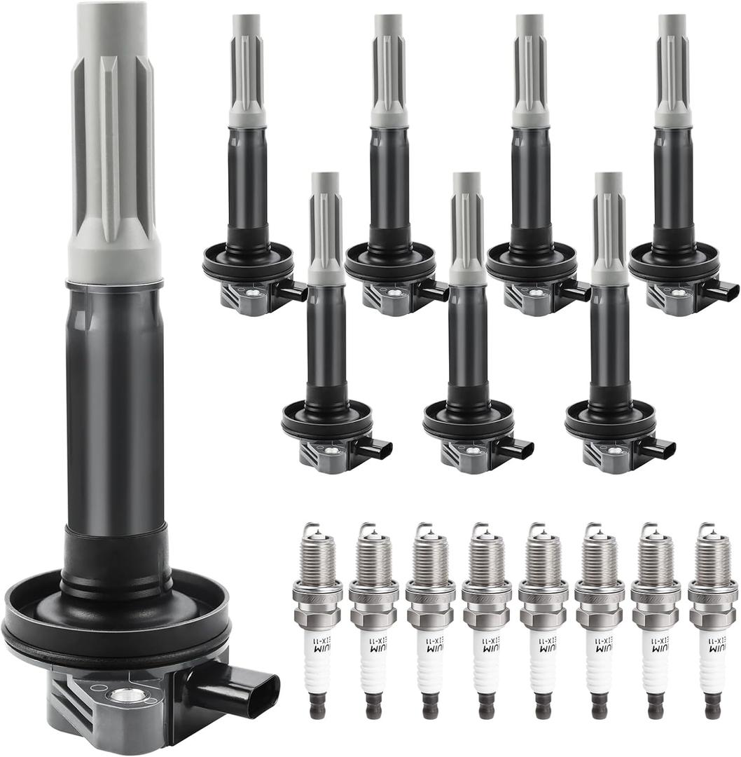 Ignition Coil Packs and Spark Plugs fit for V8 5.0 5.0L 2016 2017 Ford F-150 F150 Truck, Ford Mustang, UF824, Set of 8