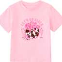 Girl's Cowgirl T-Shirt Vintage Western Rodeo Graphic Top Pink (Pink, 12Y)