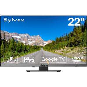 SYLVOX RV TV, 22 inches 12/24V TV for RV 1080P Full HD Smart TV, Built-in APP Store, Support WiFi Bluetooth, Small Android TV for Car Home Camper Truck Boat(Limo Series)