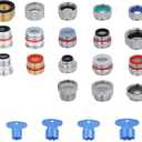 18pcs Faucet Adapter Kit Brass Metal Faucet Aerator Adapter Set, Male Female Sink Faucet Adapter Converter to Garden Hose, Standard Hose in RV, Apply on Both Removable and Insert Aerators