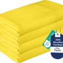Royale Linens 2 Pack Bulk Flat Sheet Set - Top Sheets - Soft 1800 Microfiber - Wrinkle & Stain Resistant - for Hotel, Massage Table, Hospital, Dorm - Twin Flat Sheet Sold Separately (Twin, Yellow)